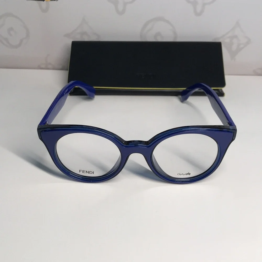 New Authentic Fendi FF0198/F PJP Blue Round Eyeglasses